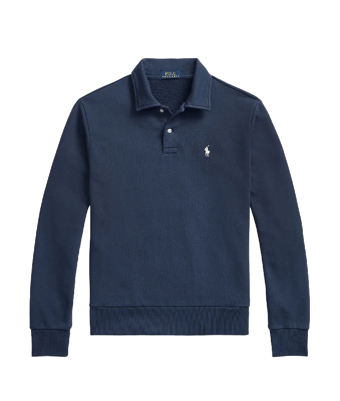 Loopback Fleece Collared Sweatshirt - Navy