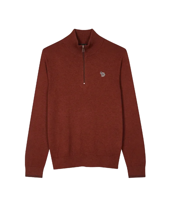 Zebra Logo Zip-Neck Sweatshirt - Red