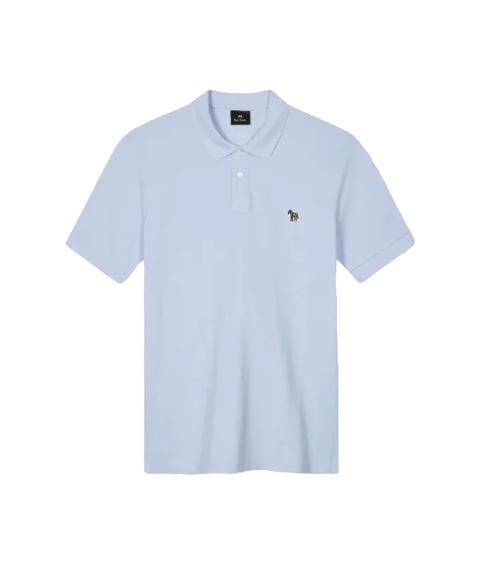 Cotton-Piqué Zebra Logo Polo Shirt - Blue