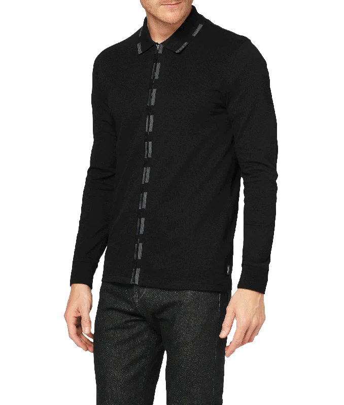 Long Sleeve Zip Shirt - Black