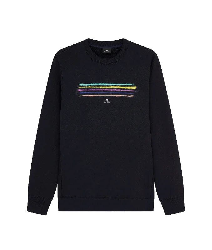 Stripe Logo Crew Sweat - Black