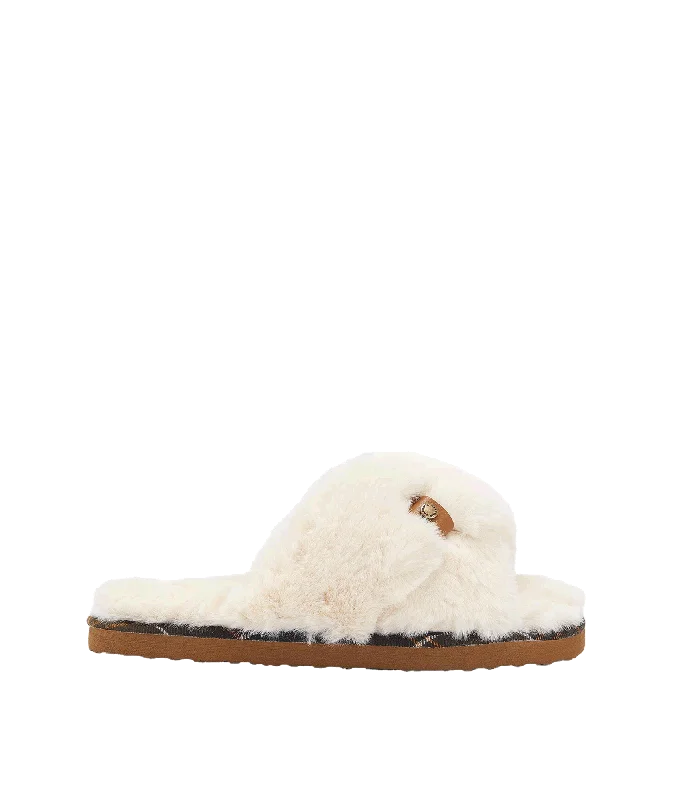 Eliza Cross Over Slippers - Cream