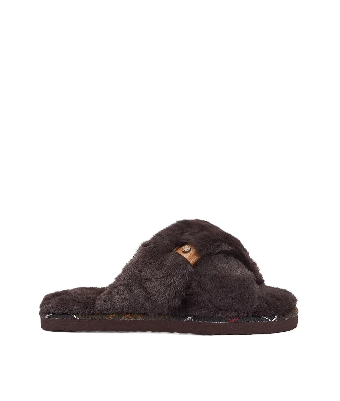 Eliza Cross Over Slippers - Brown