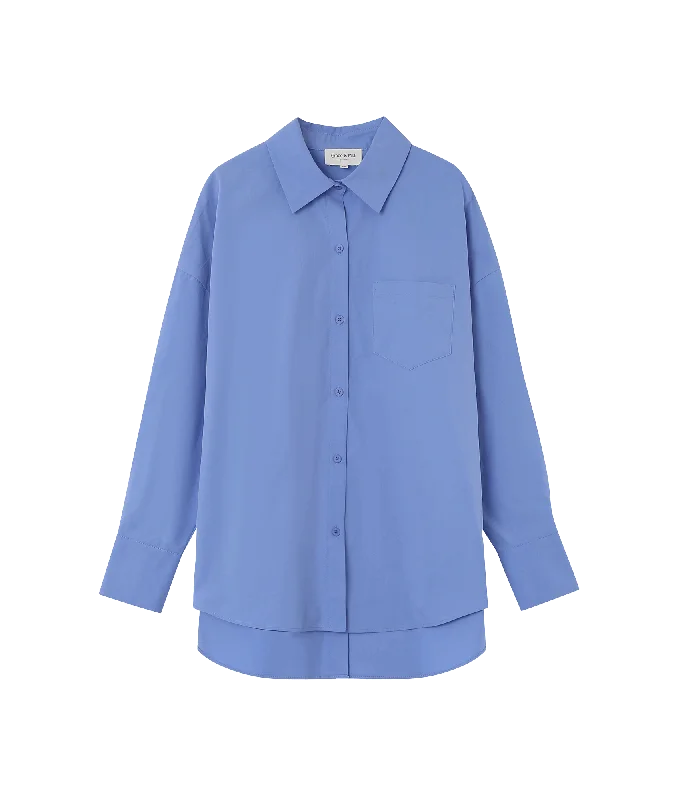 Nesrine Oversized Cotton Shirt - Blue