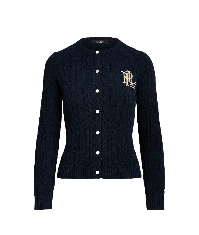 Cable-knit Cotton Cardigan - Navy