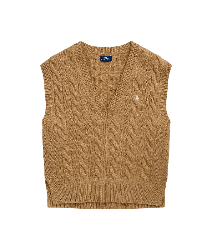 Cable-knit Wool-cashmere Sweater Vest - Brown