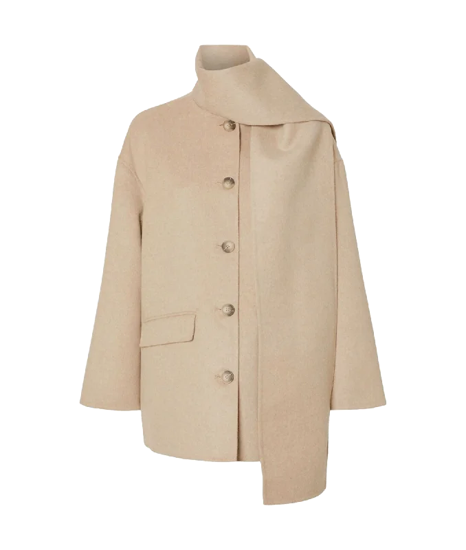 Built in Scarf Jacket - Beige