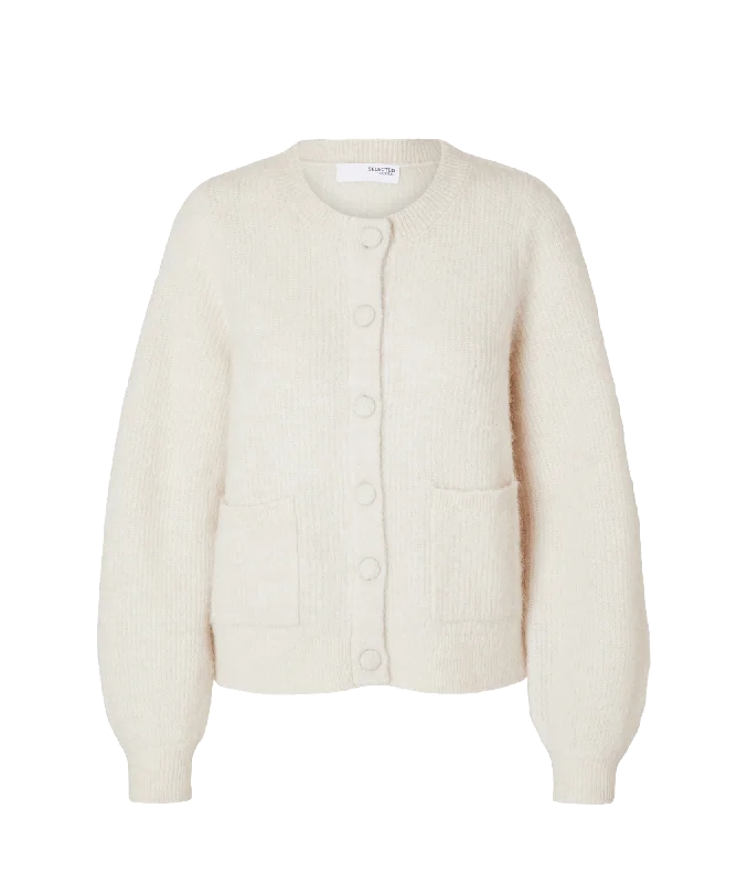 Sia Long Sleeve Knit Pocket Cardigan - Cream